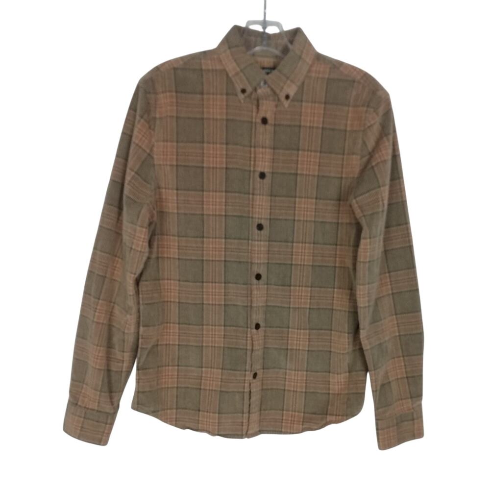 EXPRESS‎ Light Brown Plaid Long Sleeve Front Button Shirt Small